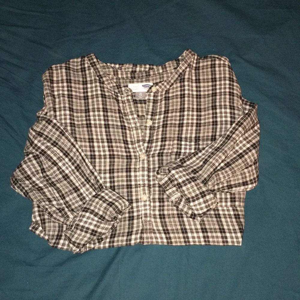 Black and white plaid tunic top